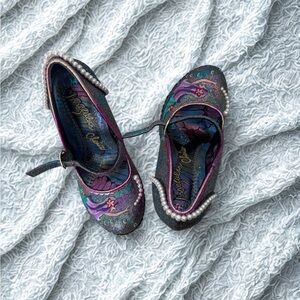 Irregular Choice Pearl Embellished Mary Jane Heels – Floral Fantasy
